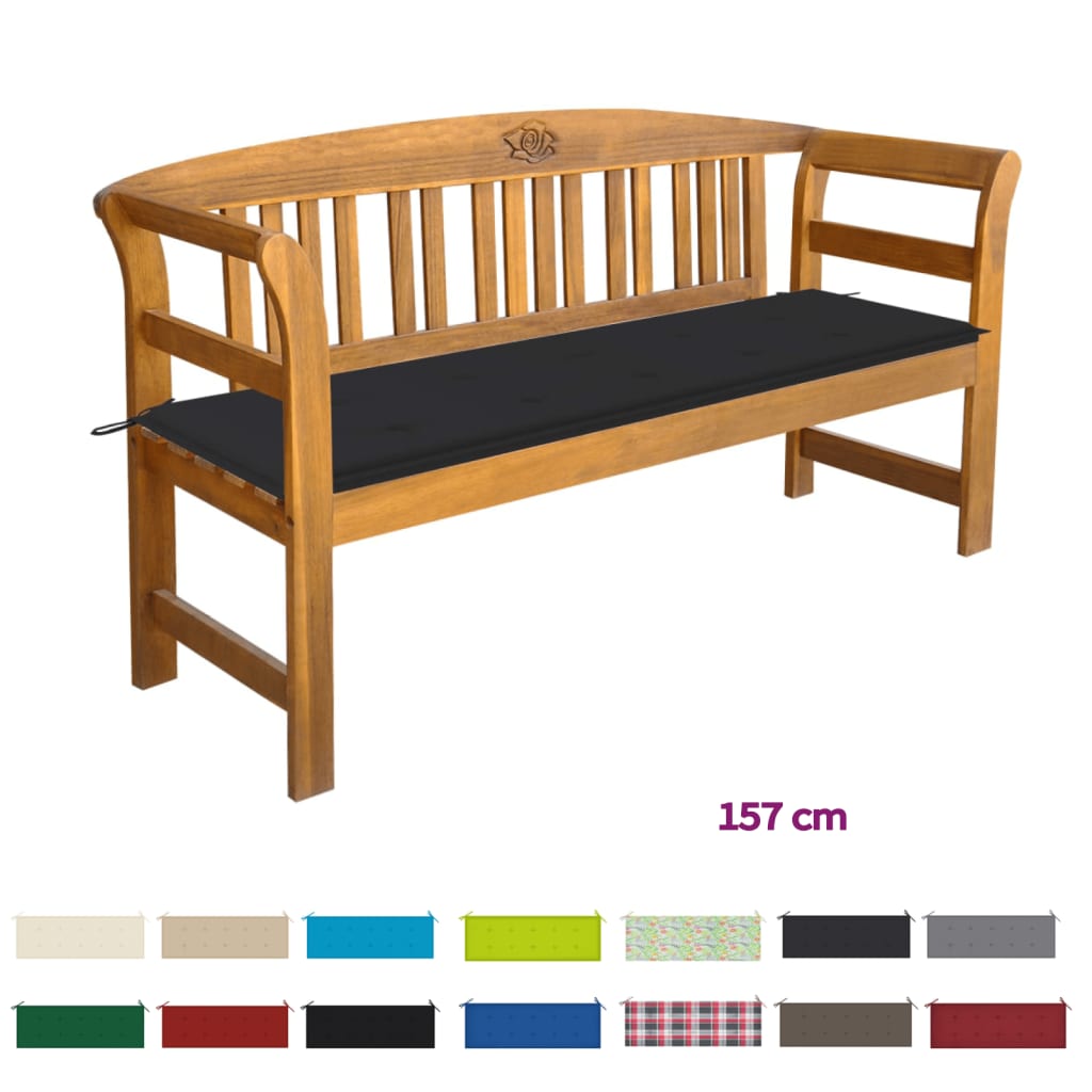 vidaXL Outdoor Patio Bench Garden Park Bench with Cushion Solid Wood Acacia-57