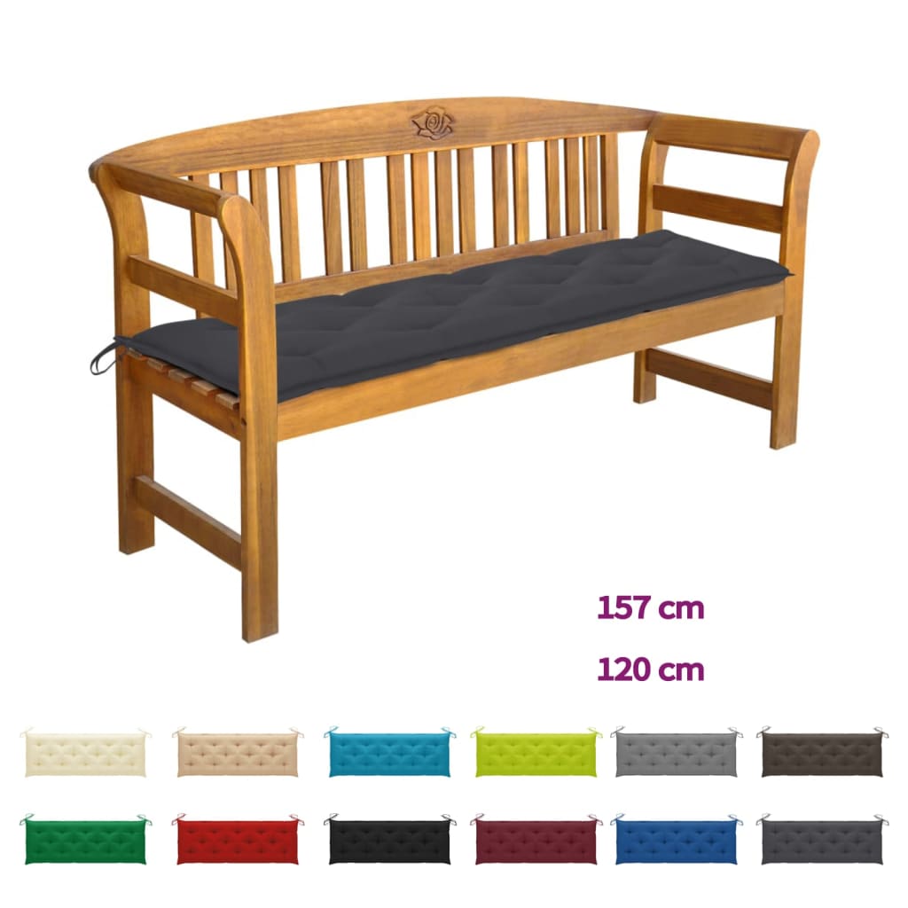 vidaXL Outdoor Patio Bench Garden Park Bench with Cushion Solid Wood Acacia-53