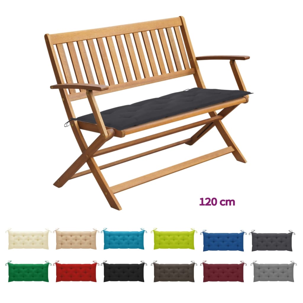 vidaXL Folding Garden Bench Outdoor Patio Bench with Cushion Solid Wood Acacia-5