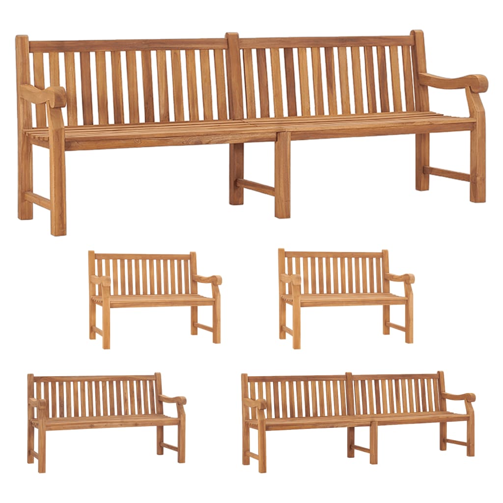 vidaXL Outdoor Patio Bench 2-Seater Garden Bench Loveseat Solid Wood Teak-4