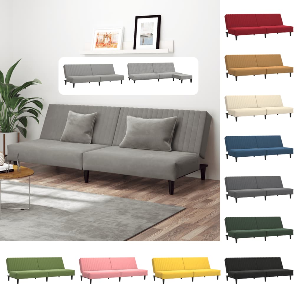 vidaXL 2-Seater Sofa Bed Black Velvet-6
