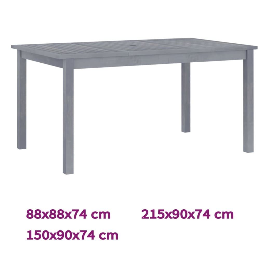 vidaXL Outdoor Dining Table Patio Table with Umbrella Hole Solid Acacia Wood-16