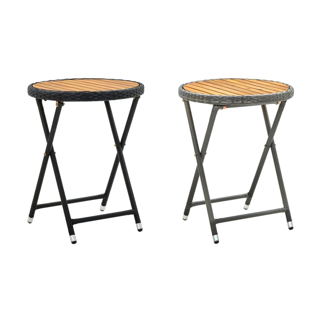 vidaXL Bistro Table Folding Outdoor Side Table Solid Acacia Wood PE Rattan-10
