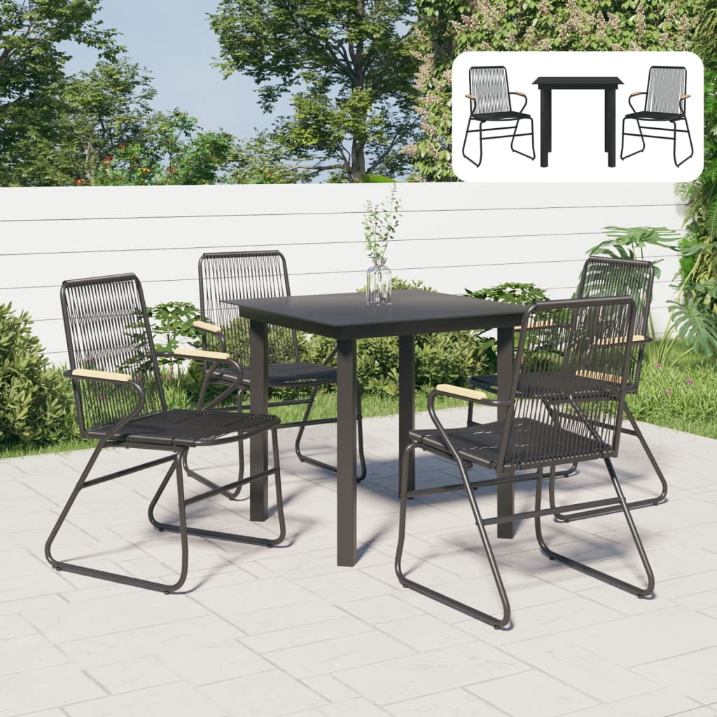 vidaXL 3 Piece Patio Dining Set Black PVC Rattan-2