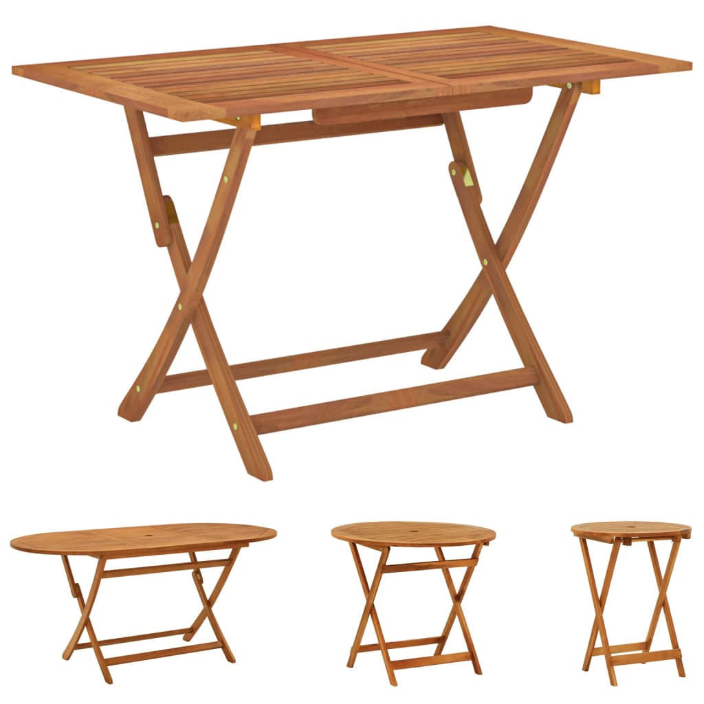 vidaXL Outdoor Dining Table Folding Garden Patio Table Solid Eucalyptus Wood-5