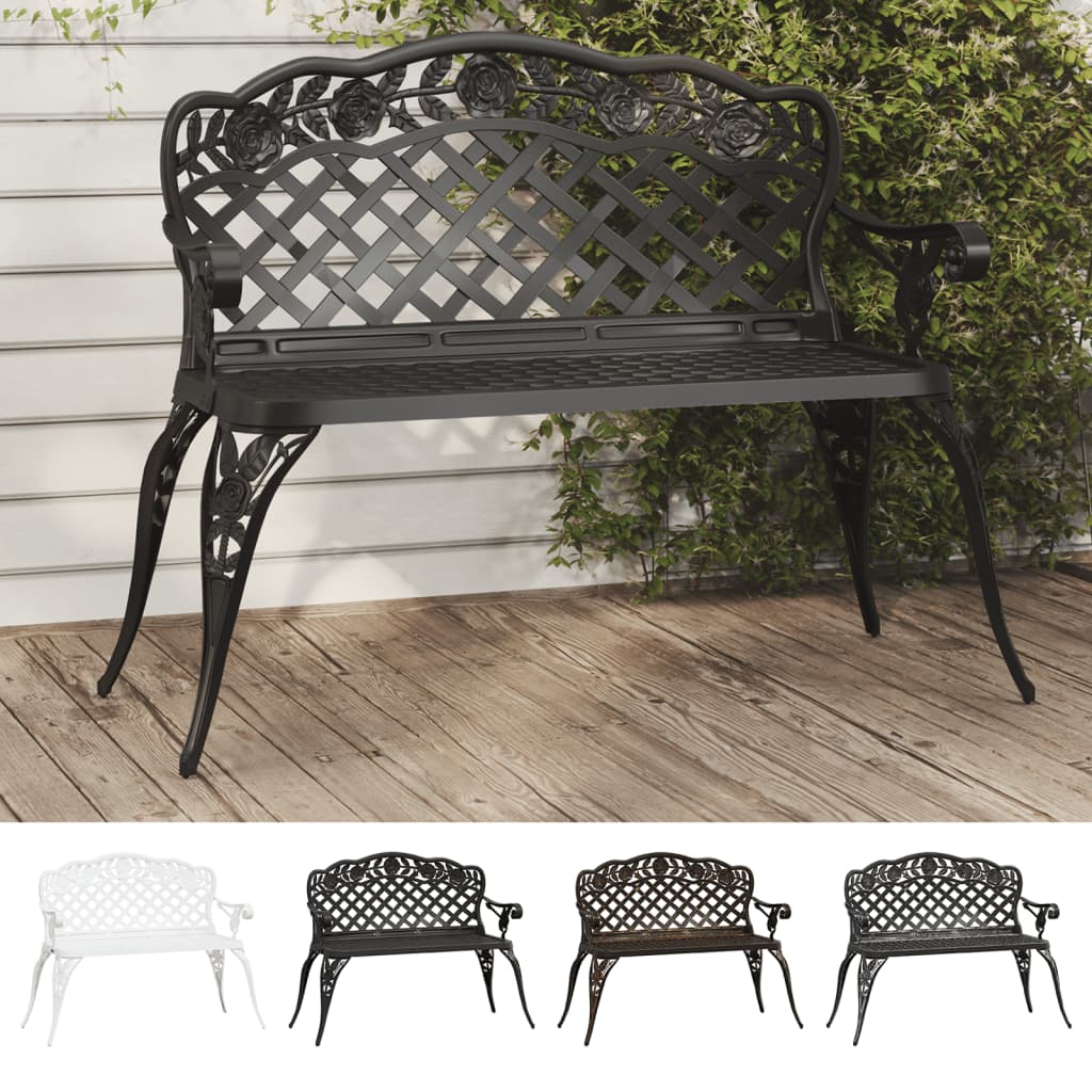 vidaXL Outdoor Patio Bench Outdoor Bench Chair for Backyard Cast Aluminum-15
