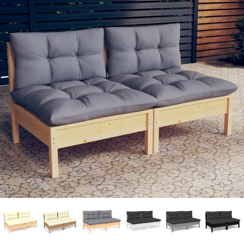 vidaXL Solid Wood Pine 2-Seater Patio Sofa with Cushions Seat Multi Colors-13
