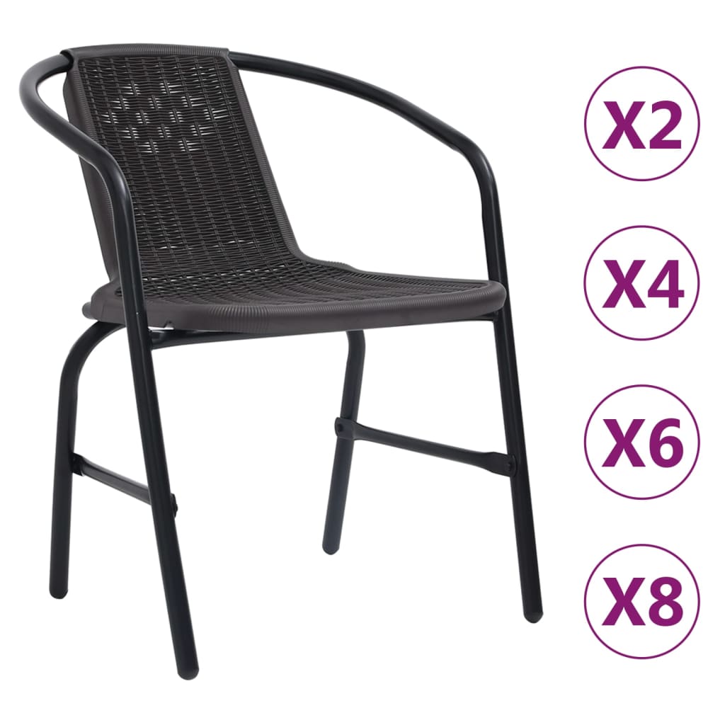 vidaXL Rattan Dining Chairs Stack Chair Plastic Rattan and Steel 242.5 lb-28