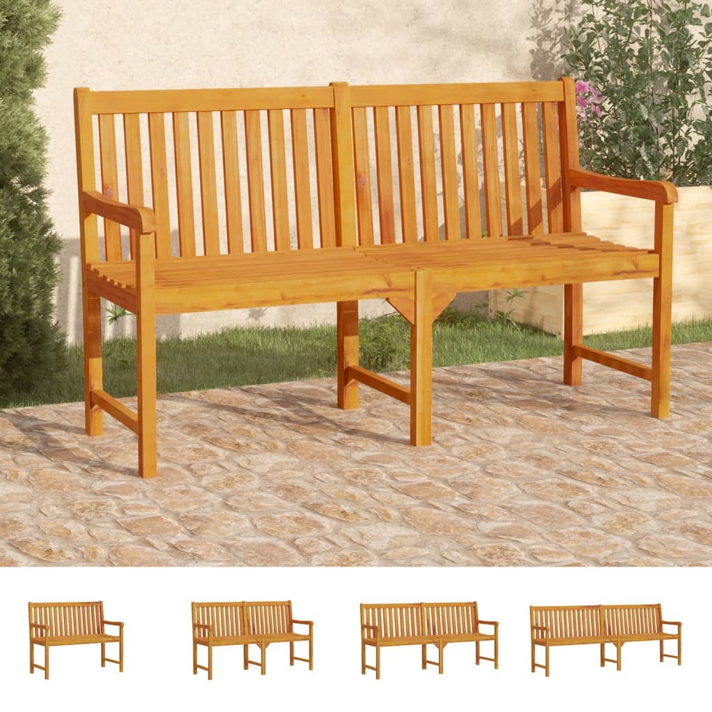vidaXL Outdoor Patio Bench Garden Park Bench with Armrests Solid Wood Acacia-8