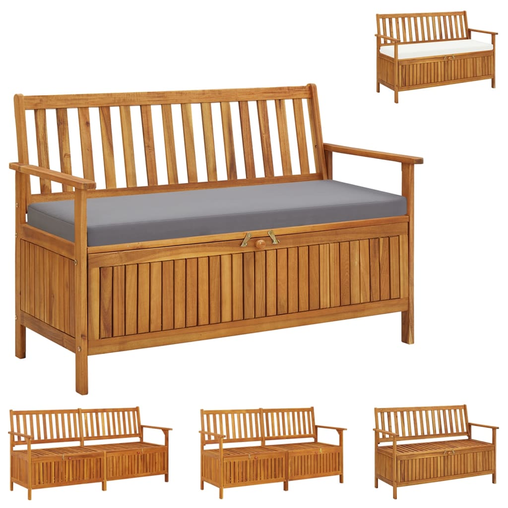 vidaXL Outdoor Storage Bench Deck Box for Patio Furniture Solid Wood Acacia-49
