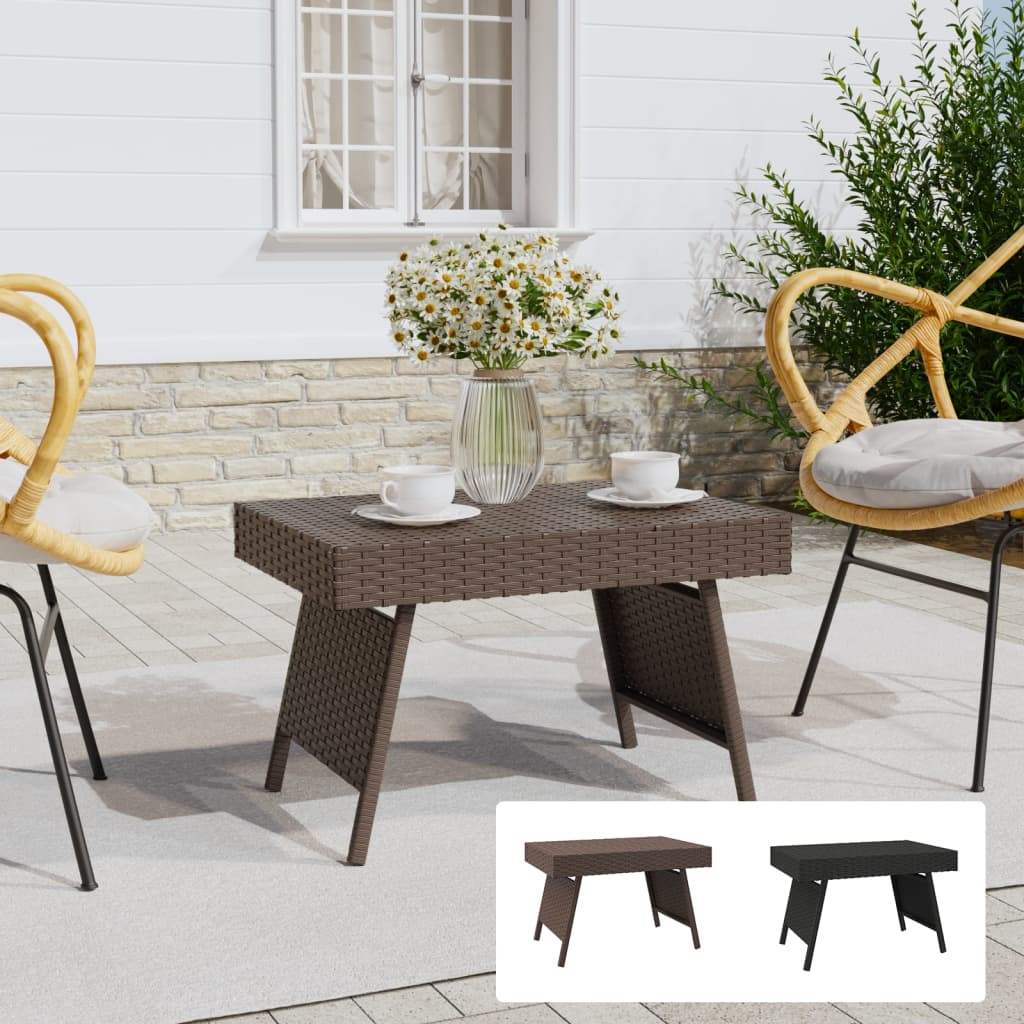 vidaXL Foldable Side Table Outdoor Wicker Folding Couch Table Poly Rattan-2