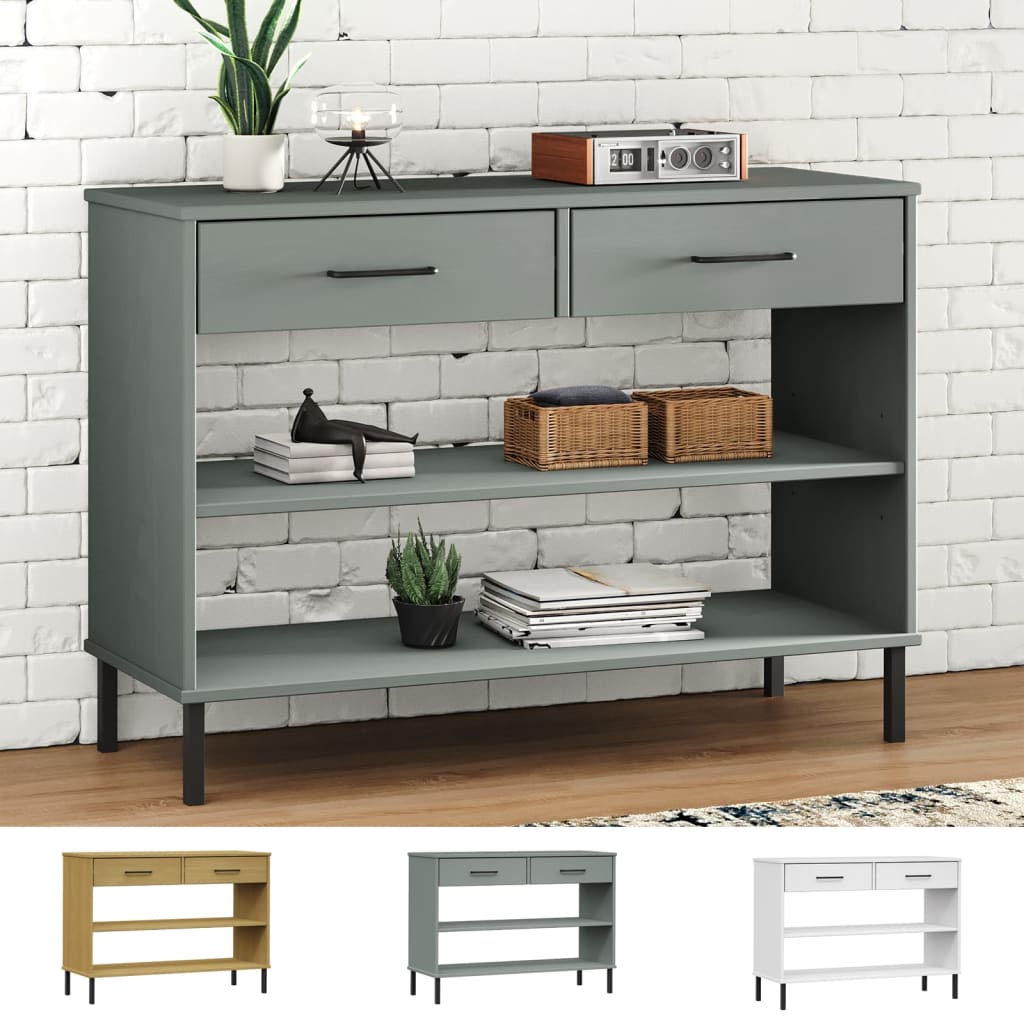 vidaXL Console Cabinet Buffet Storage with Metal Legs Solid Wood Pine OSLO-18