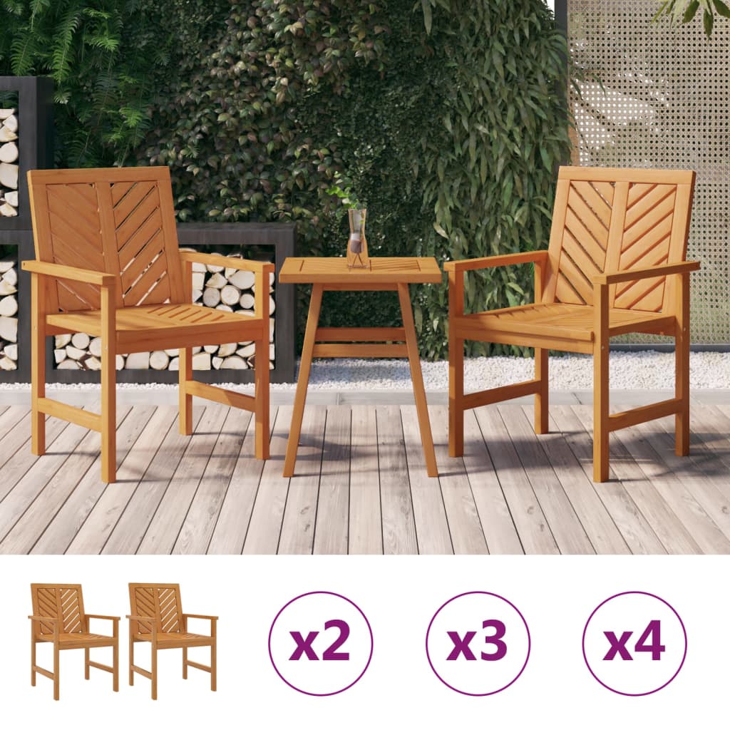 vidaXL Patio Chair Outdoor Patio Furniture Dining Chair Solid Wood Acacia-5