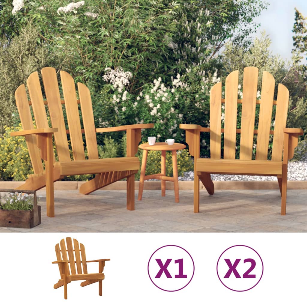 vidaXL Adirondack Chair Patio Lawn Chair Weather Resistant Solid Wood Teak-2