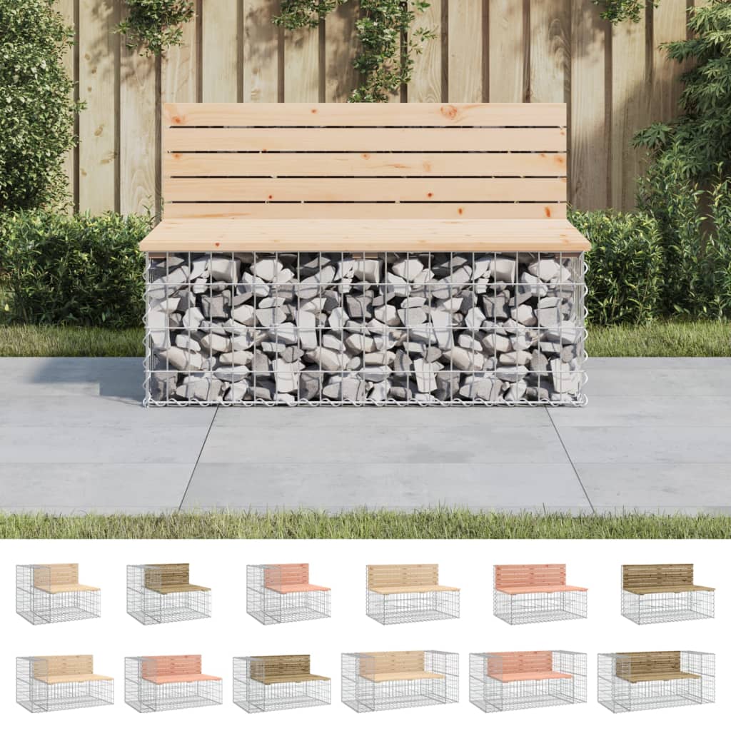 vidaXL Patio Bench Outdoor Park Bench Seating Gabion Design Solid Wood Pine-11