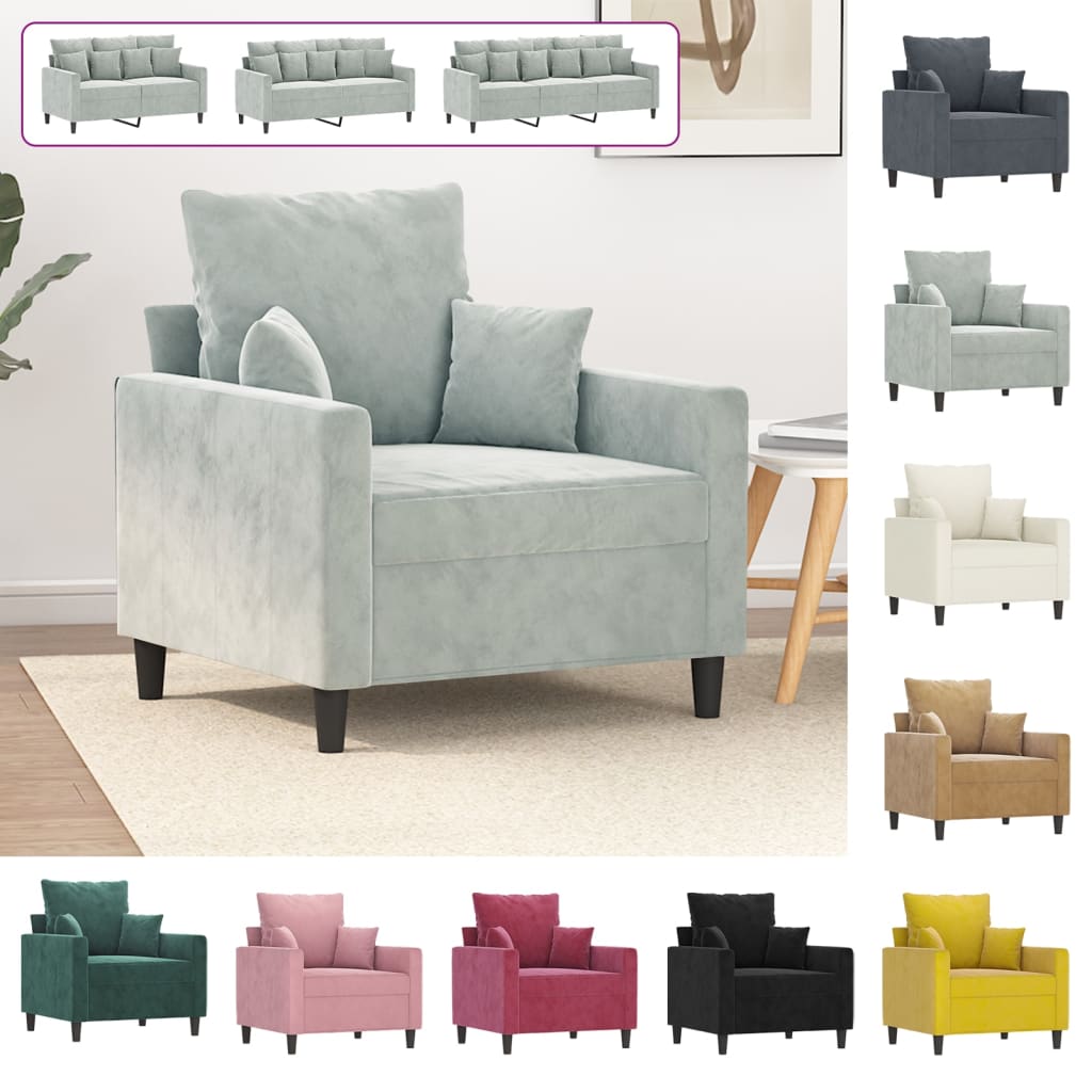 vidaXL Sofa Chair Upholstered Single Sofa Armchair for Living Room Velvet-9