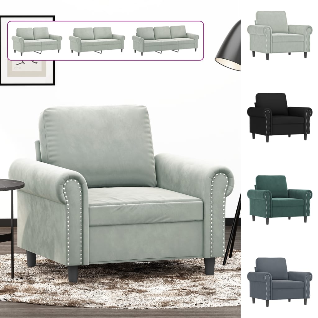 vidaXL Sofa Chair Accent Upholstered Club Armchair for Living Room Velvet-47