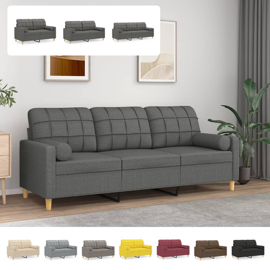 vidaXL Sofa Accent Loveseat Couch Sofa Modern Settee with Throw Pillows Fabric-34