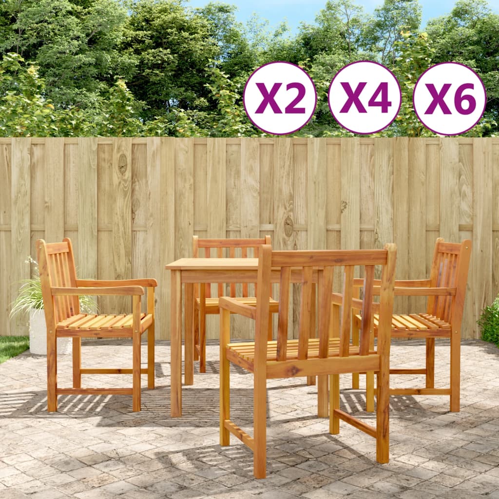 vidaXL Patio Chair Outdoor Slatted Armchair Garden Seat Solid Wood Acacia-21