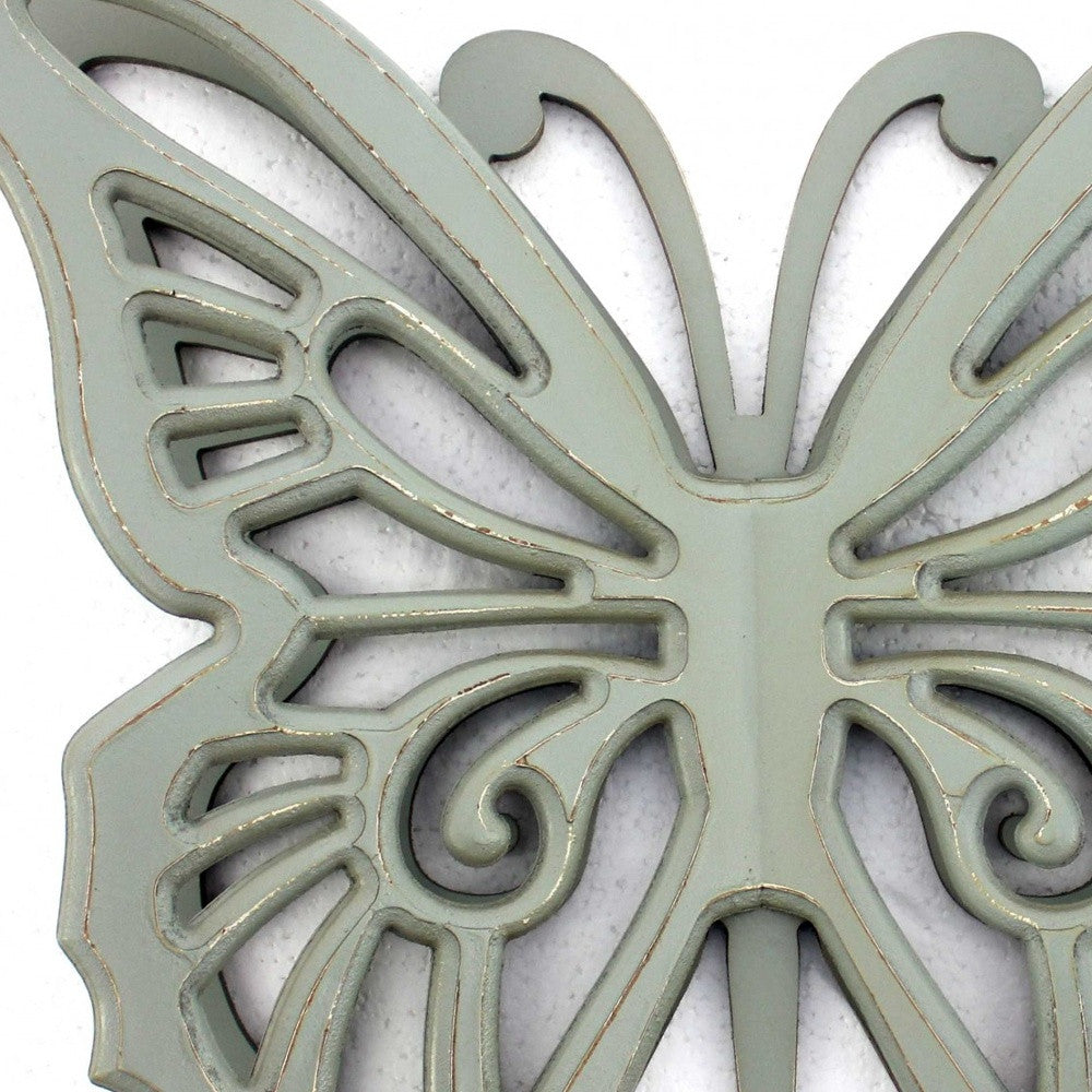 23" X 19" X 4" Gray Rustic Butterfly Wooden  Wall Decor