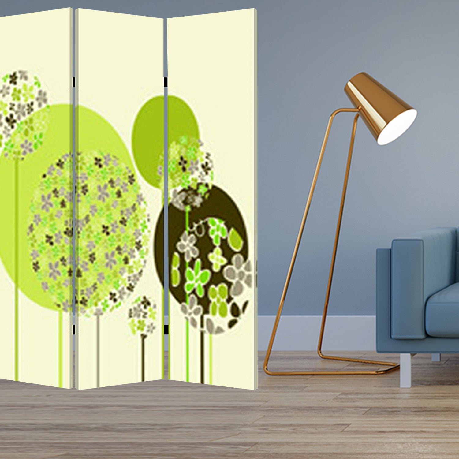 48 X 72 Multi Color Wood Canvas Floral Buds  Screen