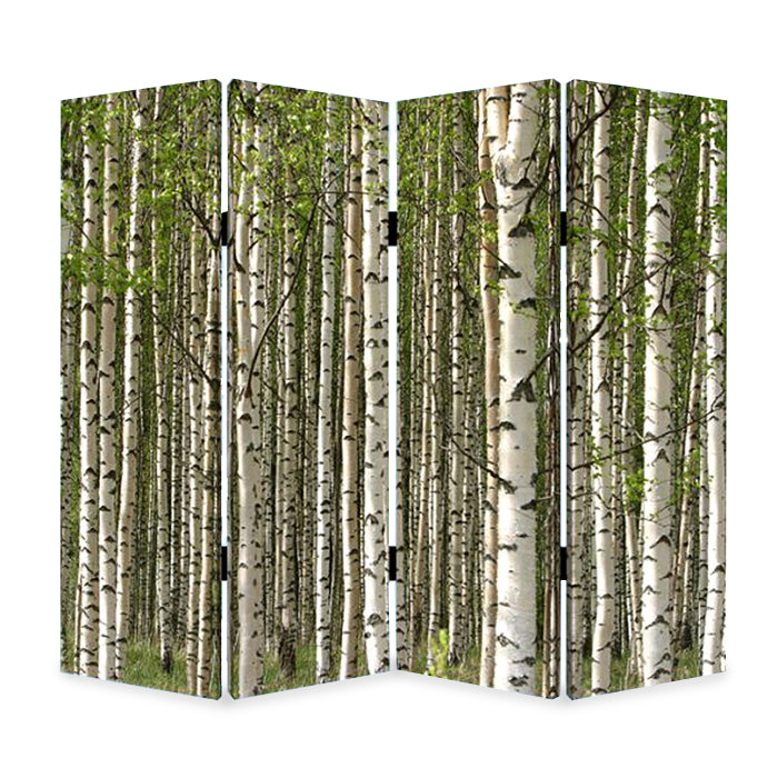 84" X 84" Multi Color Wood Canvas Prolific Forrest  Screen