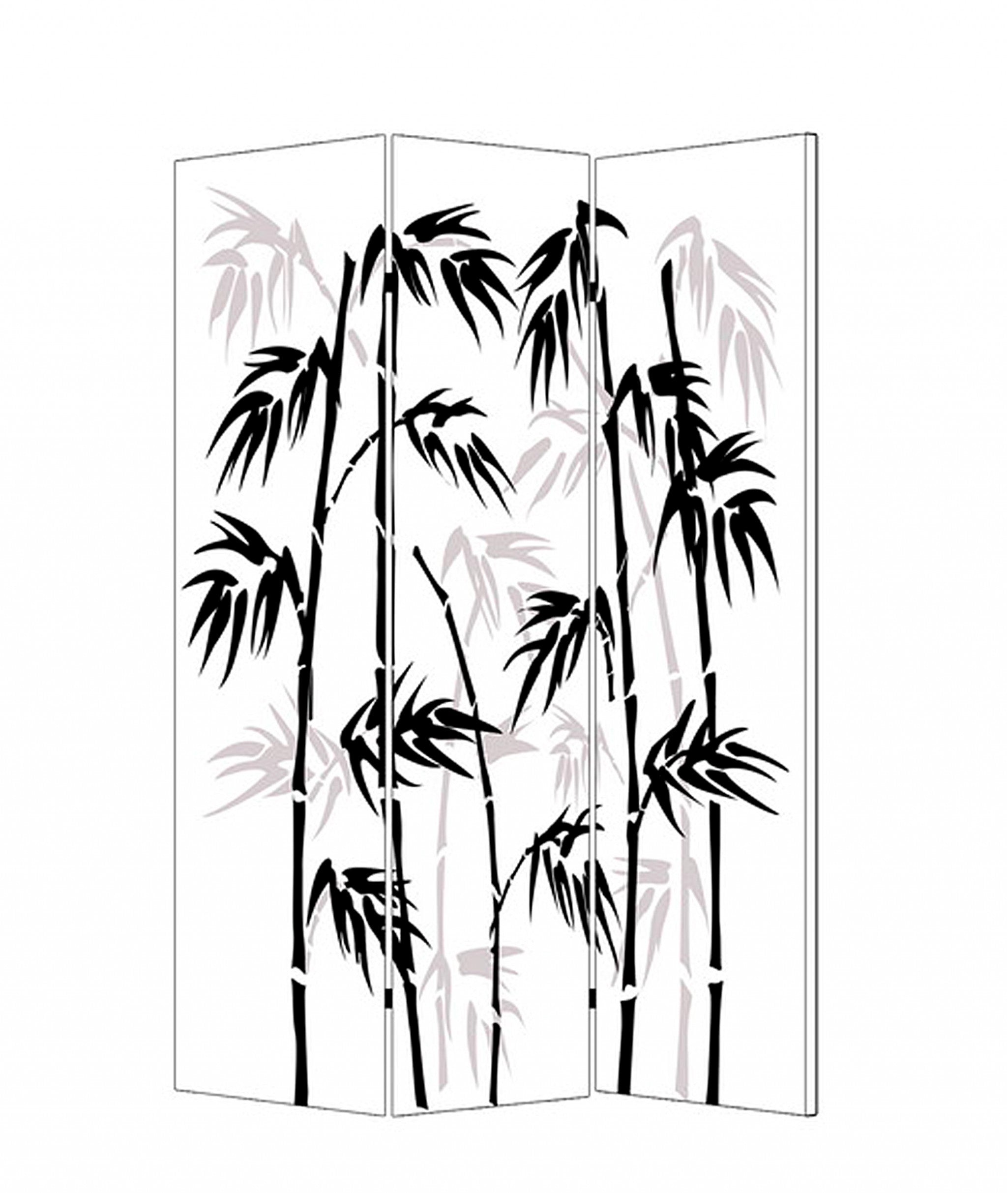 48 X 72 Multi Color Wood Canvas Bamboo Leaf  Screen
