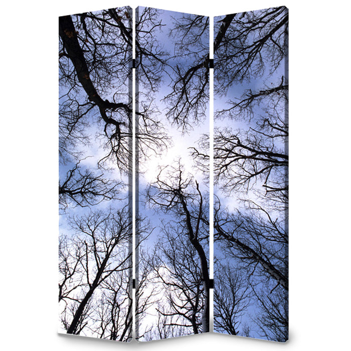 48" X 72" Multi Color Wood Canvas Forest  Screen