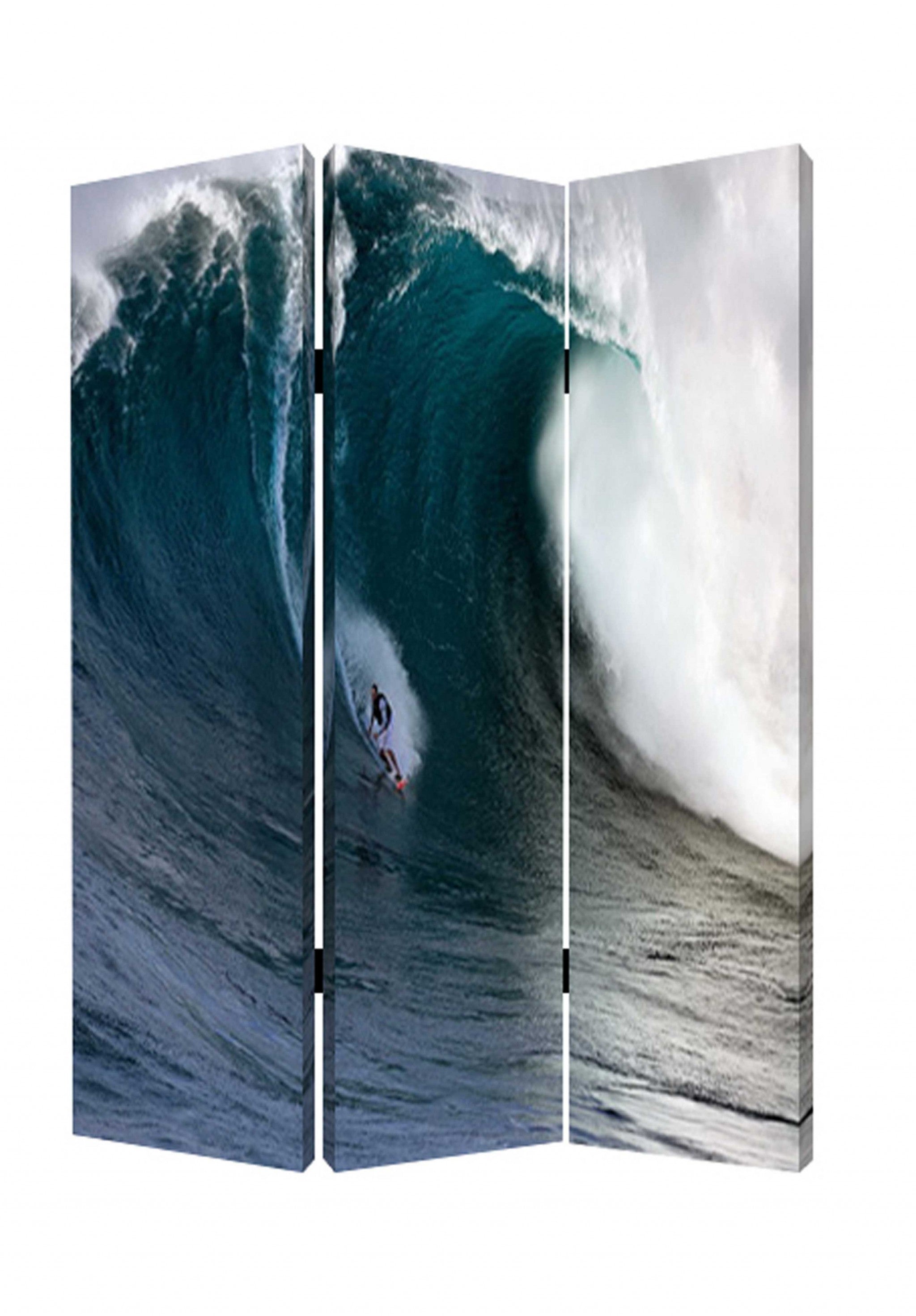 48 X 72 Multi Color Wood Canvas Wave  Screen