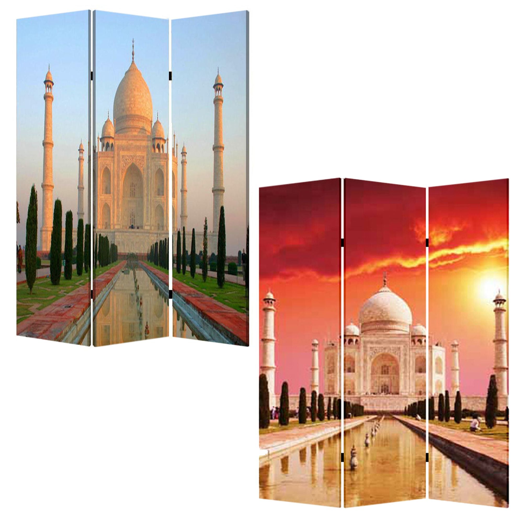 48" X 72" Multi Color Wood Canvas Taj Mahal  Screen