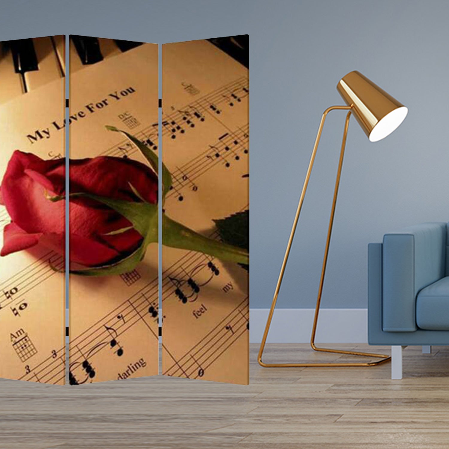 48 X 72 Multi Color Wood Canvas Music  Screen