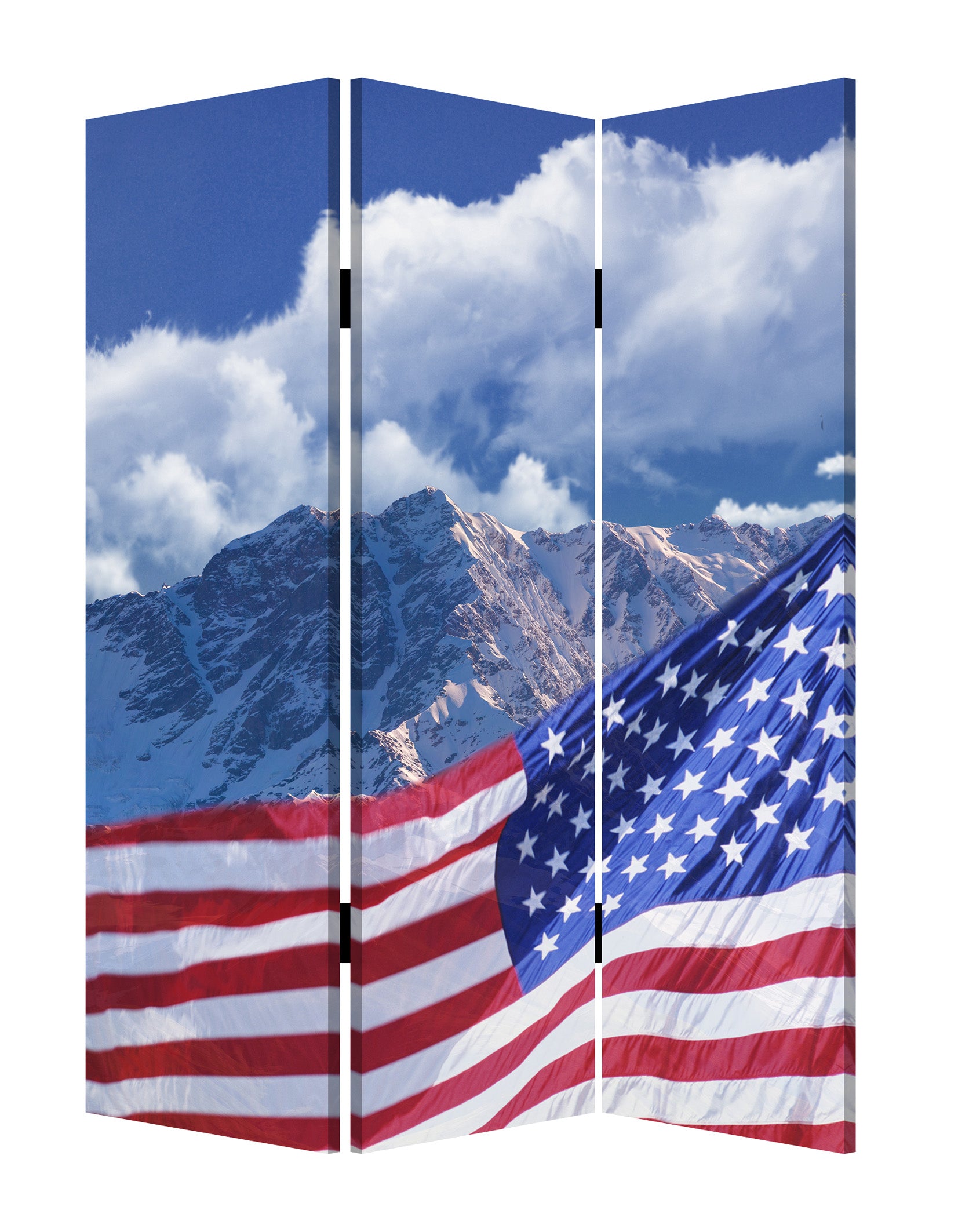 48 X 72 Multi Color Wood Canvas Model American Flag  Screen