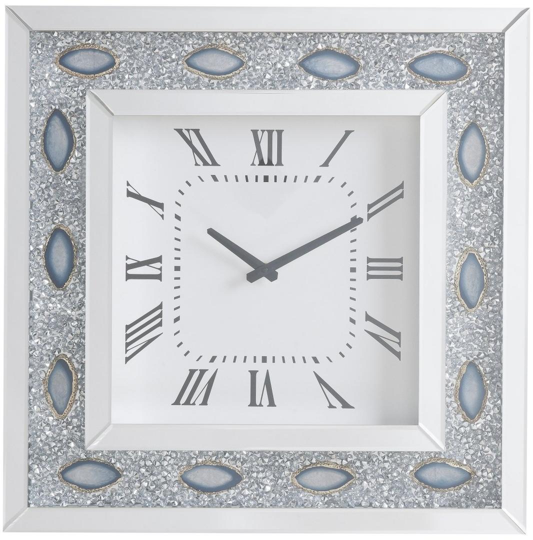 Mirrored Faux Crystal And Agate Wall Clock