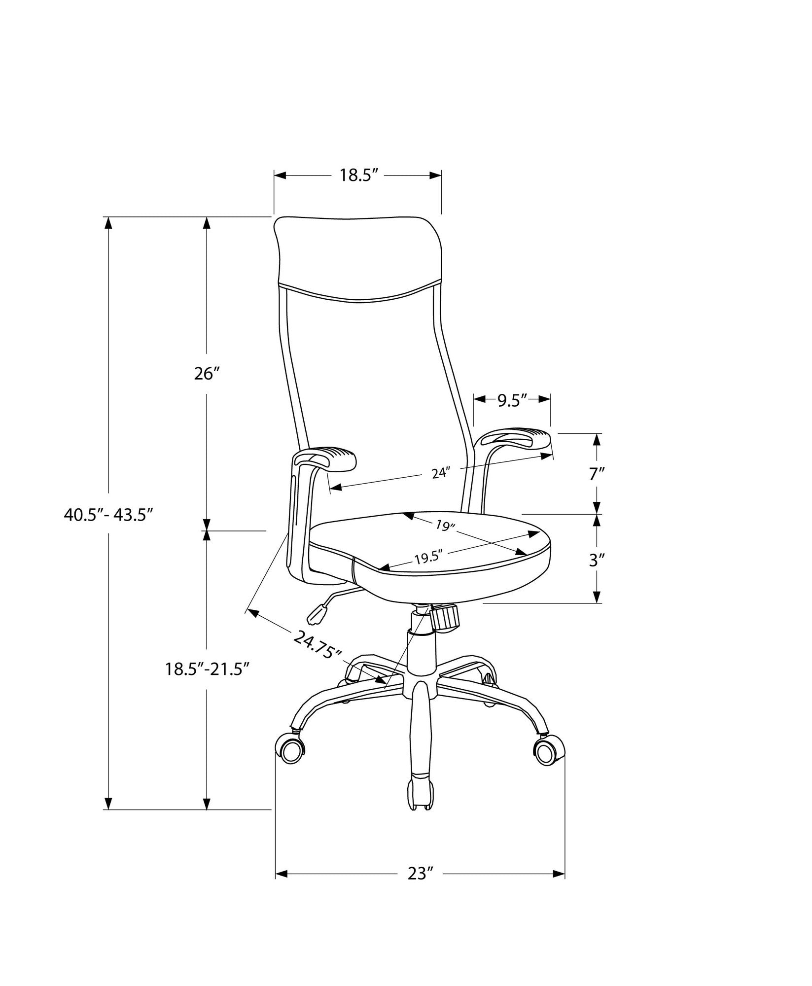 Black Fabric Seat Swivel Adjustable Task Chair Fabric Back Plastic Frame