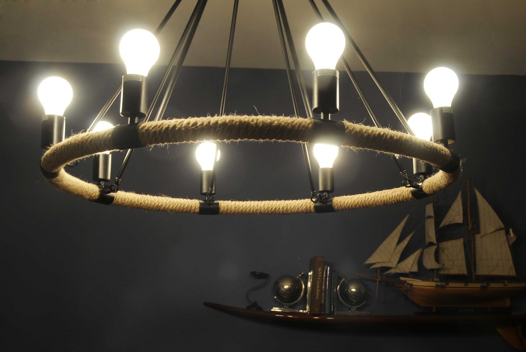 32" X 37" X 32" 8 Bulbs Rope Pendant Lamp