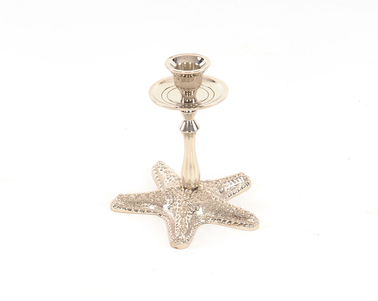 5" Silver Brass Starfish Tabletop Candle Holder