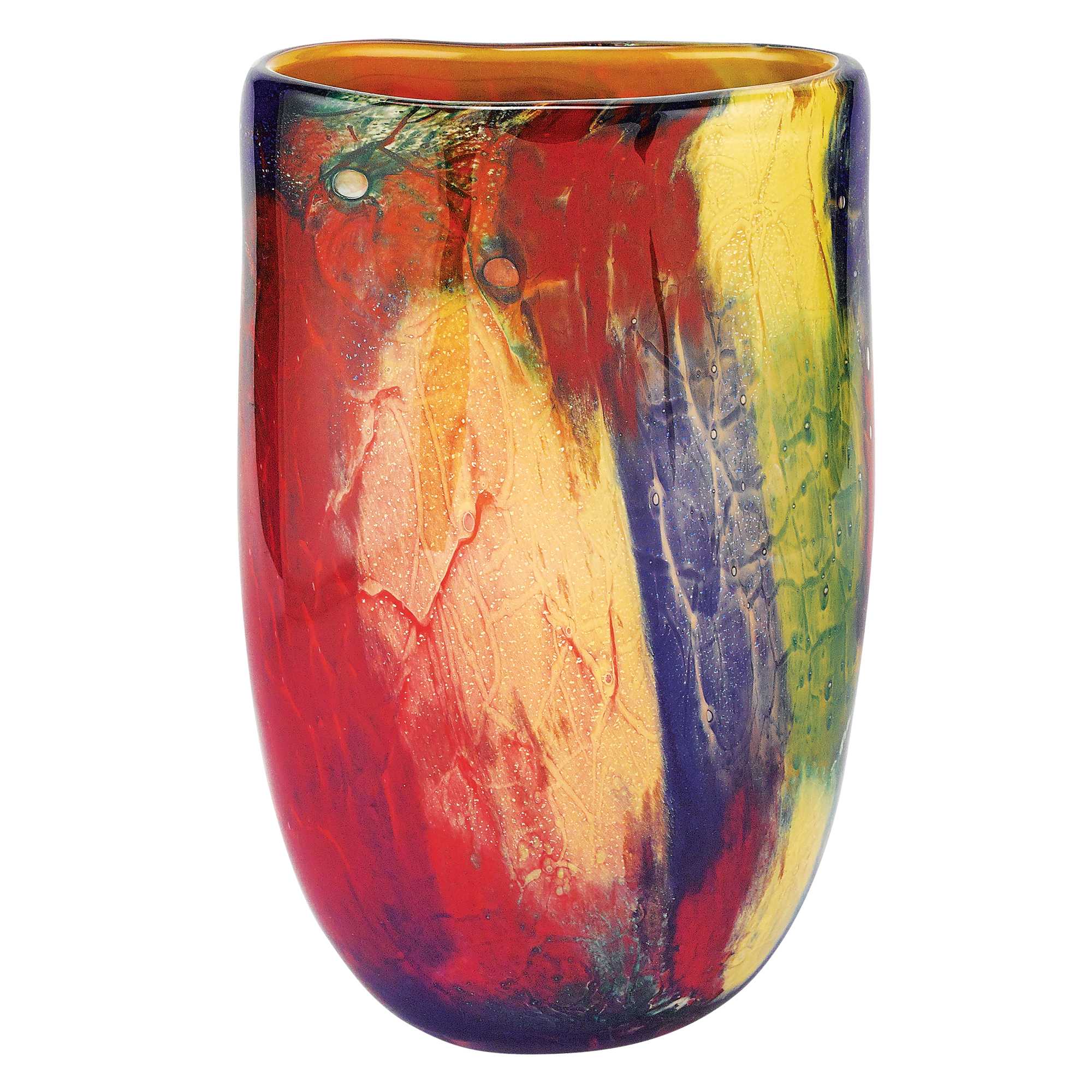 11 Multicolor Art Glass Oval Vase