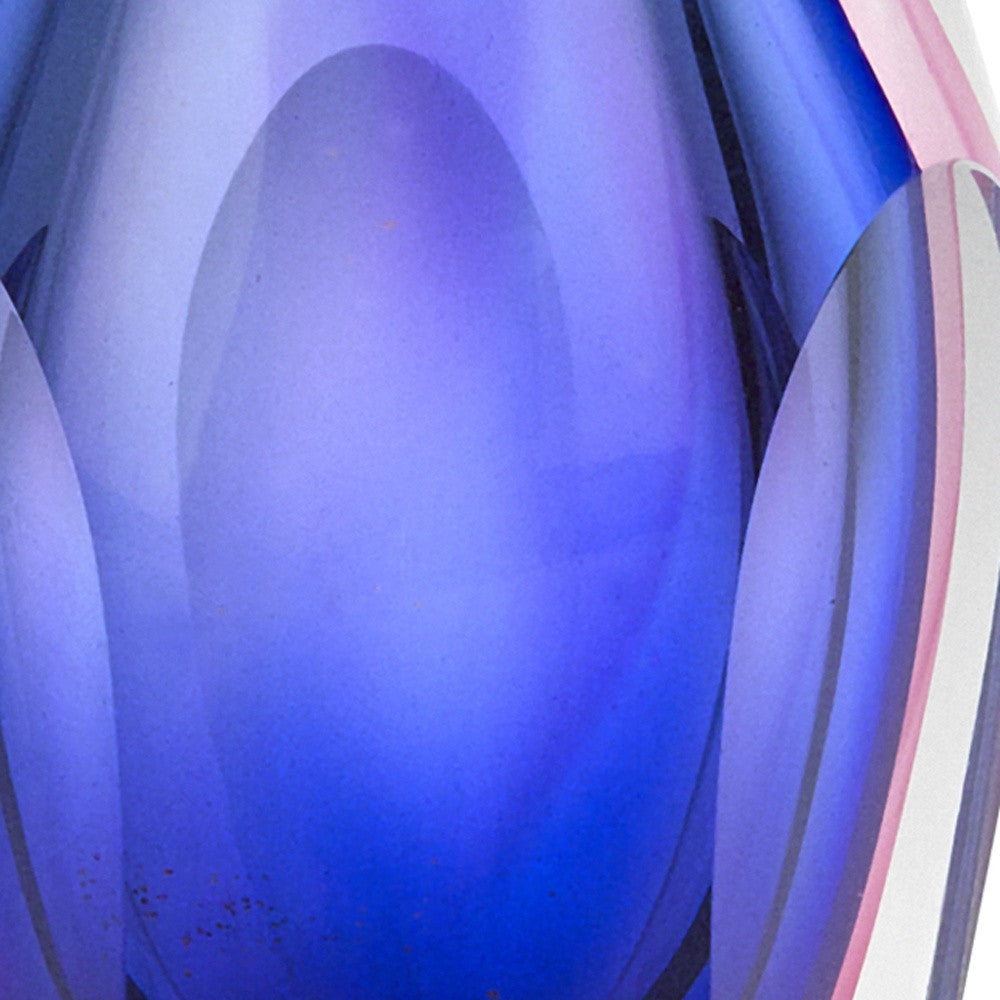 6 Mouth Blown Purple Art Glass Vase