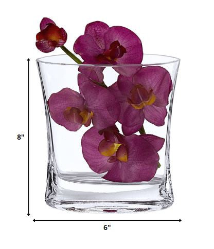 8" Clear Mouth Blown Crystal Pocket Table Vase