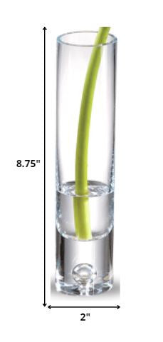 9" Clear Cylindrical Lead Free Crystal Bud Table Vase