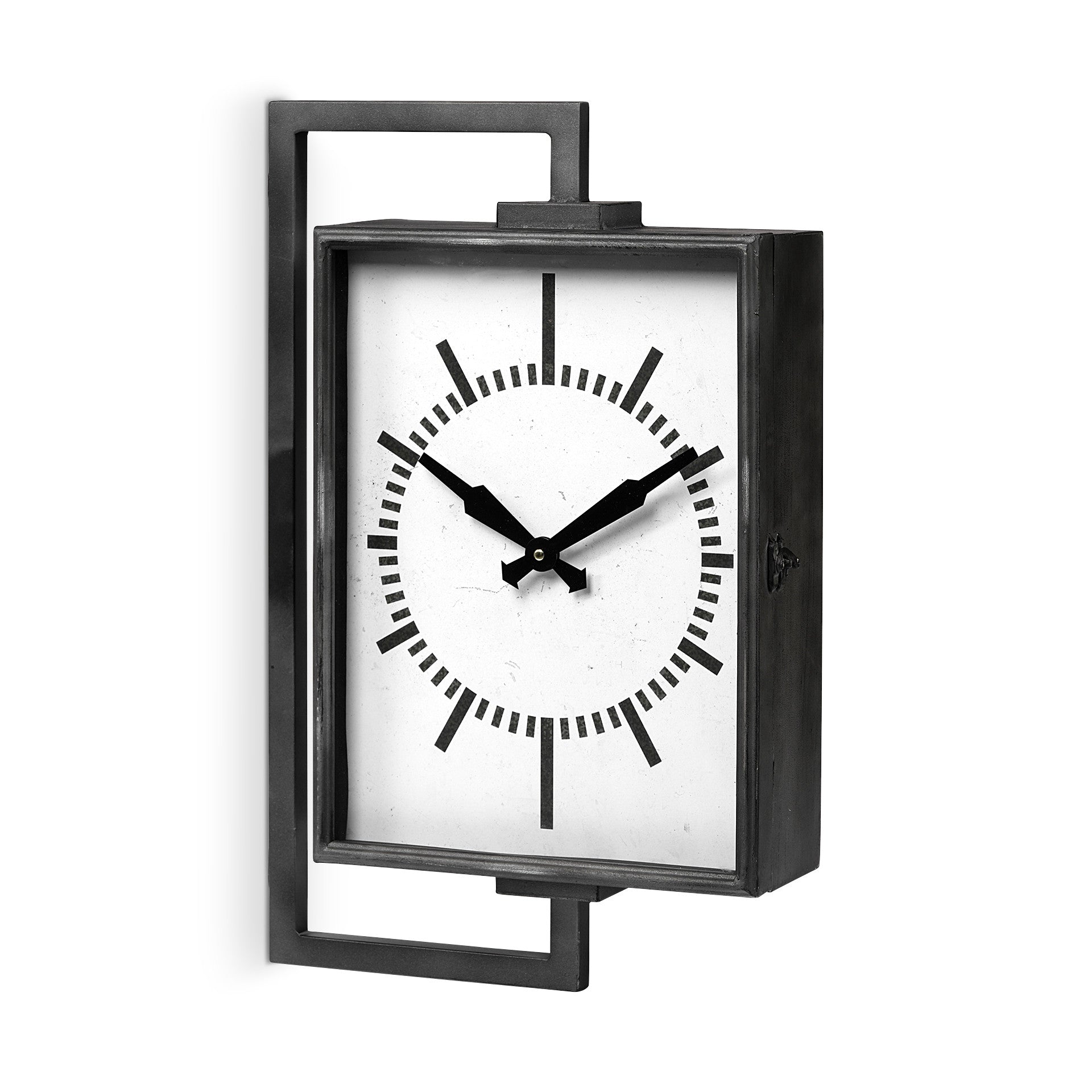 Rectangular Large Black Industrial Style Wall Clock