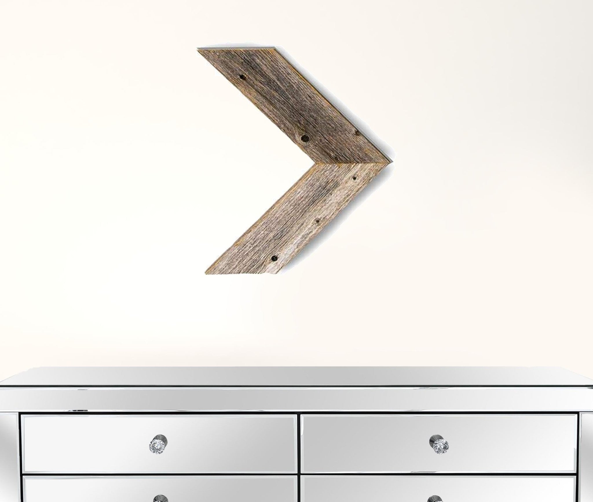 Set of Three Gray Distressed Wood Hanging Arrow Dimensional Sculptures