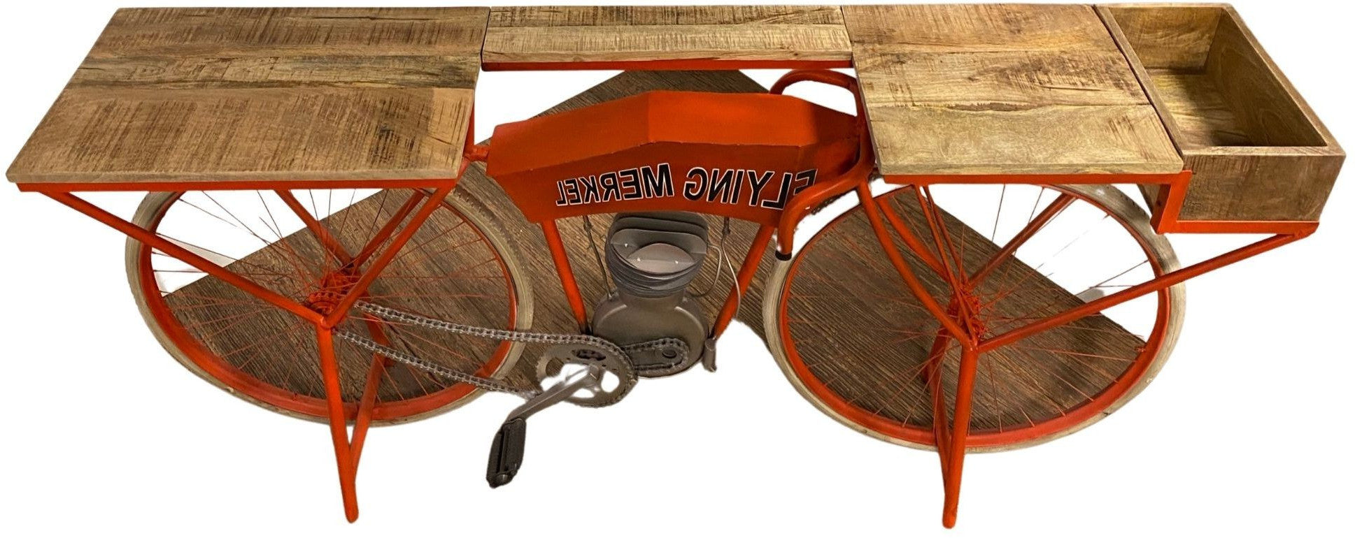 72" Orange Flying Merkel Motorcycle Bar Cart