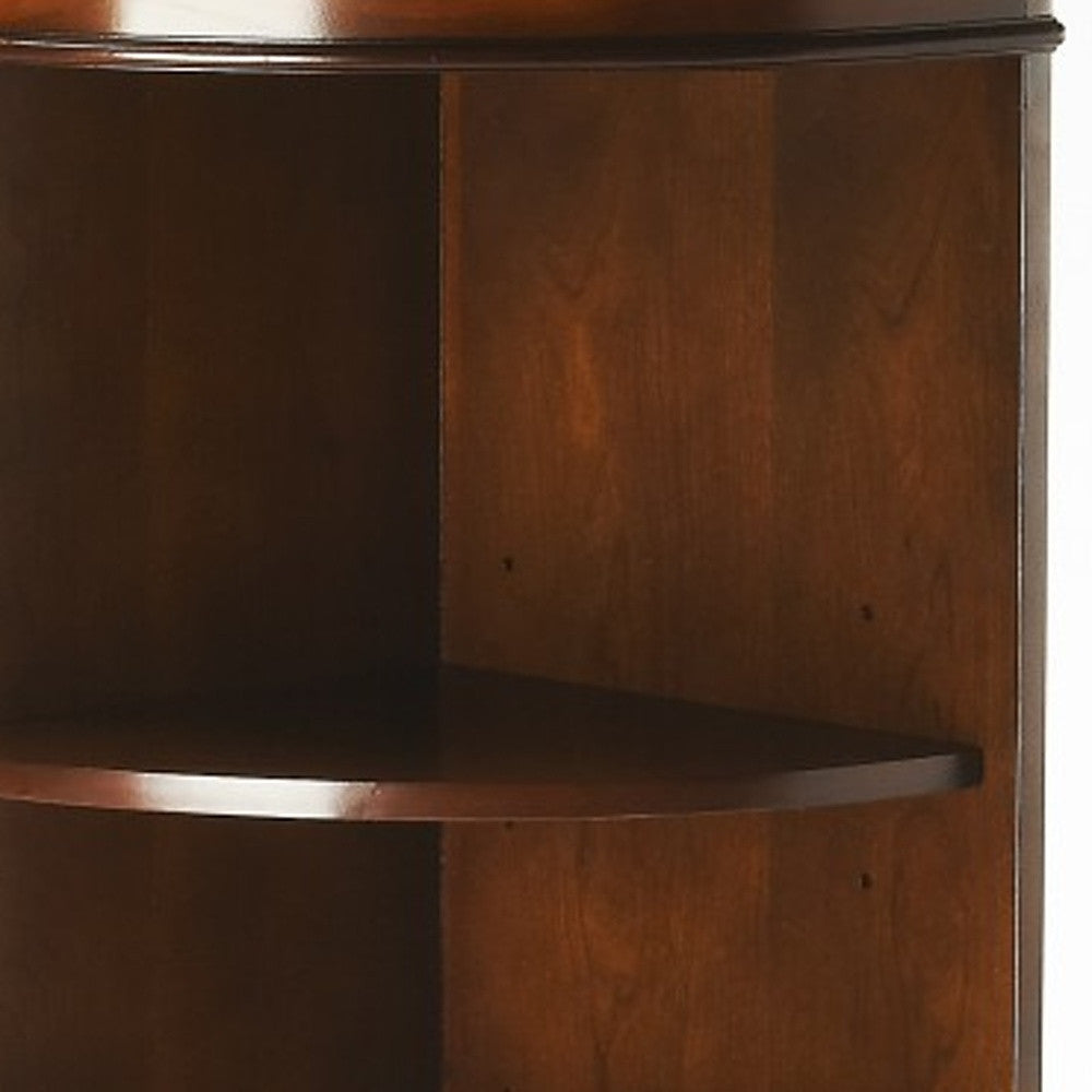 73" Brown Corner Accent Cabinet With Adjustable Shelves