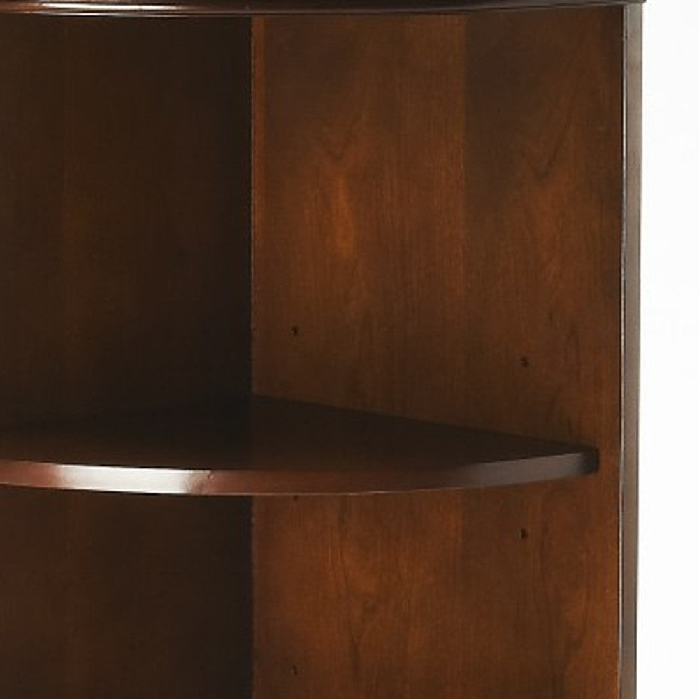 73" Brown Corner Accent Cabinet With Adjustable Shelves