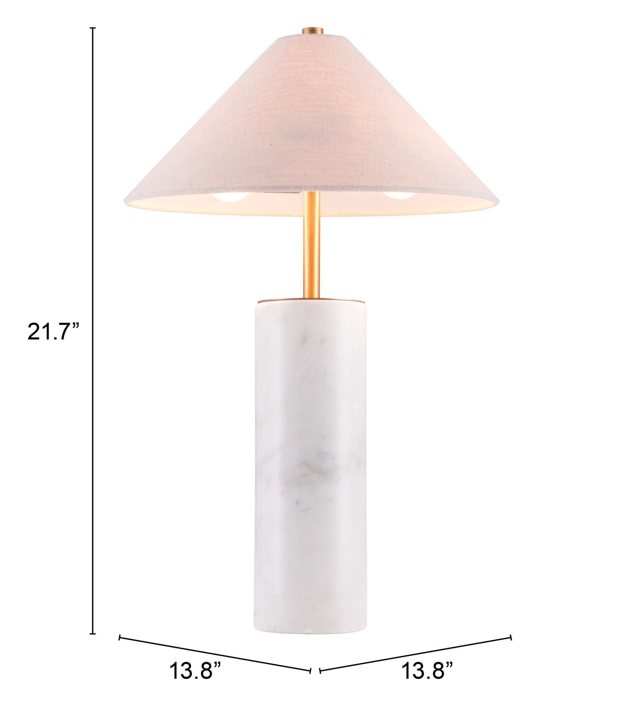 55" White Metal Bedside Table Lamp With Beige Empire Shade