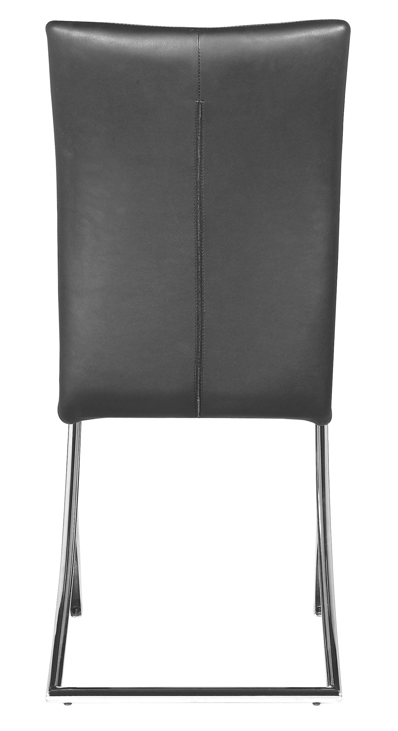 Set of Two Contempo Slim Black Faux Leather and Stainless Dining Chairs