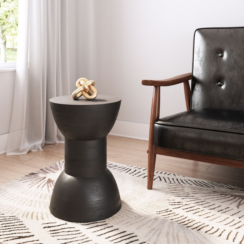 " Black Solid Wood Backless Bar Chair