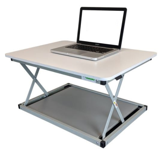 20" Adjustable White and Silver Stainless Steel Standing Desk Converter