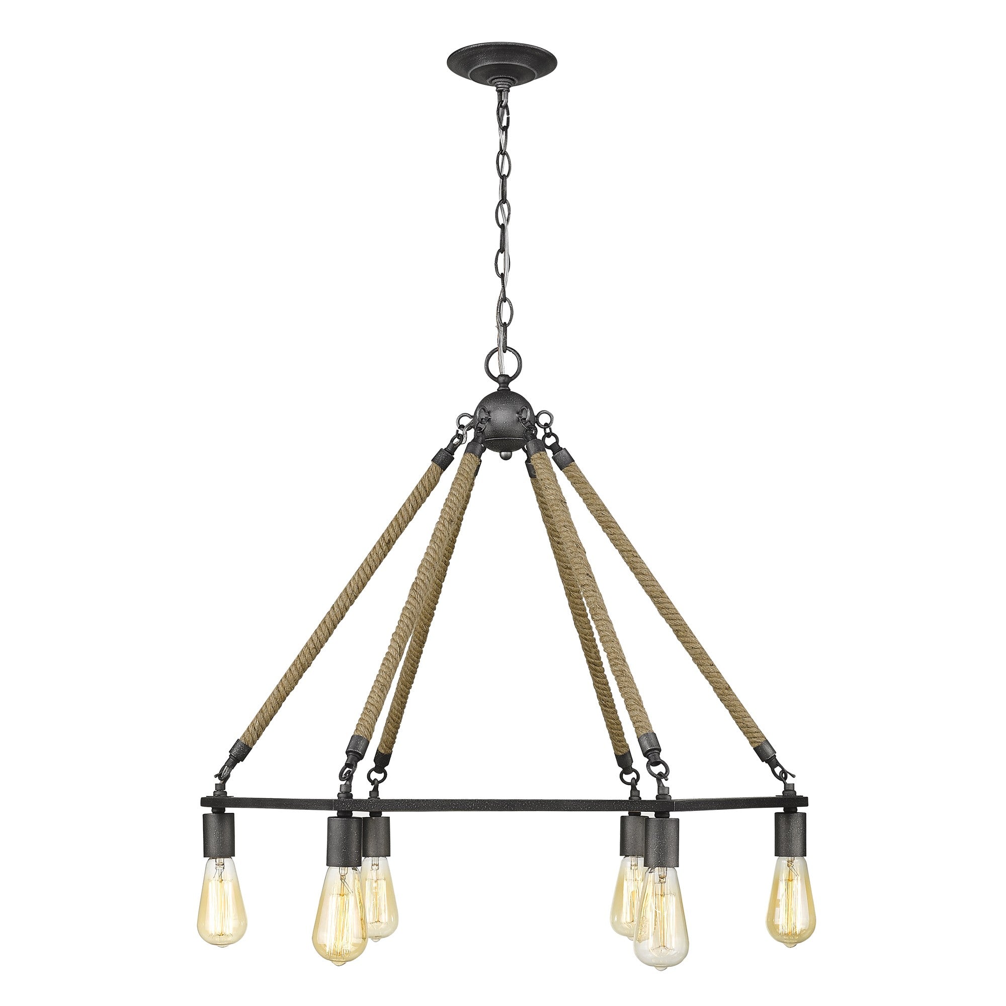 Brown and Black Six Light Metal Dimmable Chandelier